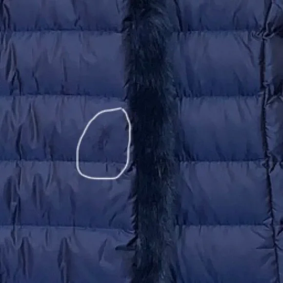 Cole Haan Down Quilted Puffer Hooded Jacket Faux Fur Trim Iridescent Blue Sz XS - Picture 10 of 16